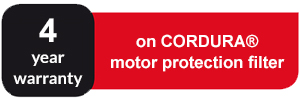 warranty-cordura 4 year warranty on CORDURA motor protection filter